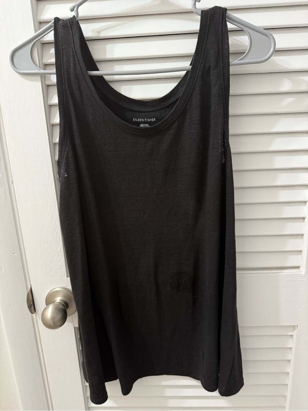 Eileen Fisher Black Scoop Neck LinenTank Top S\P